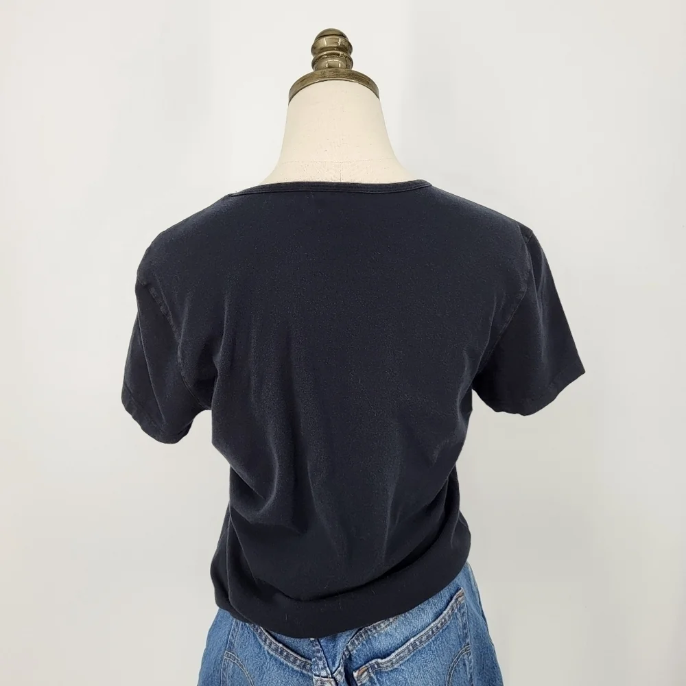 Harley Davidson Baby Tee Short Sleeve Angel Wings Studded Black Large - Picture 2 of 5